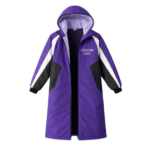 Best Selling Custom logo Printed Swim Parka Waterproof Hooded Long Coat Thermal Lined Changing Robe for Swimmers - Product Image 3