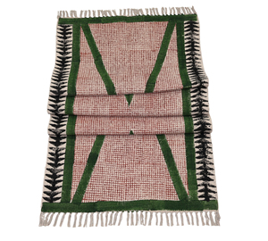 Tapis en coton abstrait fait main, motif géométrique artistique bohème, antidérapant, écologique, à poils plats, lavable, pour sol - Product Image 4