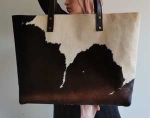 Sac fourre-tout vintage en cuir véritable de vachette pleine fleur, brodé, couleur unie, avec fermeture éclair, pour femme, style OEM personnalisé LHTB-0037 - Product Image 2