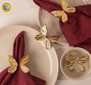 Anillos de Servilleta Artesanales con Mariposas Doradas, Porta Servilletas Decorativos para Bodas y Hoteles, Fabricante Mayorista - Product Image 1