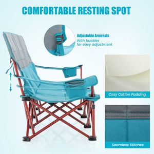 Three-Person Folding <b>Camping</b> Chair with Cotton Padding and <b>Storage</b> Bag Featuring 2 Cup Holders - Product Image 2