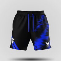 Shorts de sport mi-longs en toile tissée KORVEX pour homme, noir et bleu, imprimé par sublimation, séchage rapide, taille à cordon de serrage, vêtements de sport