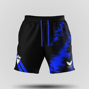 KORVEX Men's Woven Mid Canvas Sport Shorts <b>Black</b> Blue Sublimation Print Quick Dry Drawstring Waist Athletic Wear - Product Image 1