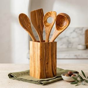<b>Antique</b> Design Wooden Salad Utensils Set Spoons Forks Spatulas Eco Friendly Dishwasher <b>Safe</b> Natural Wood Kitchen Tools - Product Image 3
