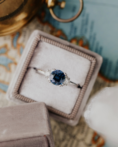 AADIHI JEWELS 1.70 CT Luxury <b>Blue</b> Brilliant Cut Mossonite Engagement Anniversary Cluster <b>Ring</b> Rhodium Plated Gold for Women - Product Image 3
