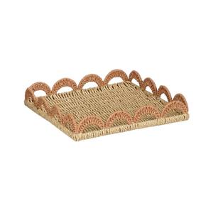 Plateau en corde de papier essentiel pour la maison avec bord festonné, plateaux de service tissés multifonctionnels pour ustensiles de cuisine, fabriqué au Vietnam - Product Image 1