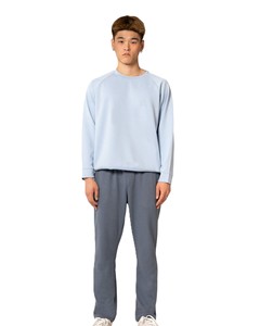 Suéter de punto para hombre, azul claro, con cuello alto y cremallera de un cuarto, manga raglán, corte regular, 100% algodón, térmico, color liso, informal, transpirable - Product Image 4