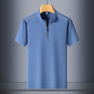 Chemise de golf pour homme à col montant, demi-zip, manches courtes, en polyester et élasthanne, séchage rapide, anti-humidité - Product Image 2
