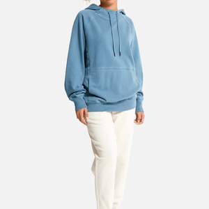 Unisex Oversized Hooded Sweatshirt Raglan Sleeve Solid Sky Color Cotton French Terry Casual Pullover Autumn Wear 2027 - Product Image 3