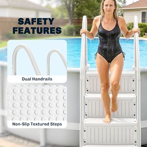 Scaletta Regolabile Bianca per Piscine Fuori Terra e Sport Acquatici Gonfiabili con Corrimano - Product Image 5
