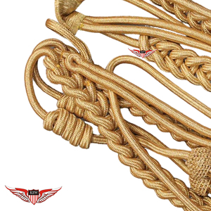 Cordons d'épaule tressés dorés, Aiguillette torsadée avec embout doré - Product Image 2