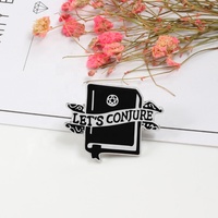 Broche Punk Gótico Oscuro de Esmalte con Diseños de Ataúd, Libro, Mano, Gato y Bruja para Mochila, Camisa y Solapa