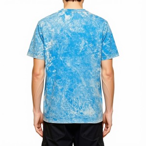 เสื้อยืดผู้ชาย แขนสั้น ผ้าฝ้าย ทรงโอเวอร์ไซส์ ลายพิมพ์สีน้ำเงิน ผ้าเจอร์ซีย์ถัก สไตล์ลำลอง - Product Image 2