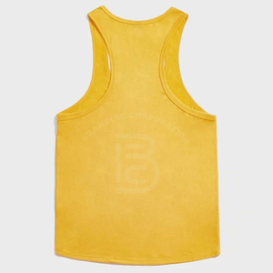 Wholesale <b>Yellow</b> Men's <b>Tank</b> <b>Top</b> O-Neck Solid Color Printed Logo Casual Plus Size Sleeveless Singlet Front Logo Design <b>Tank</b> <b>Tops</b> - Product Image 2