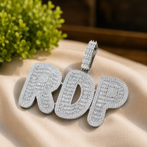 Baguette Cut Moissanite Customs <b>Pendant</b> 925 Sterling Silver Micro Insert Hip Hop Charm Gift for Him - Product Image 2