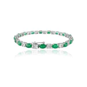 18K Gold Emerald and Diamond Fashion Tennis Bracelet - Product Image 5