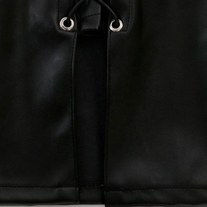 Minifalda de Cuero Sintético de Cintura Alta para Mujer, con Cordones Laterales, Estilo Sexy para Club, para Usar en Todas las Temporadas - Product Image 2