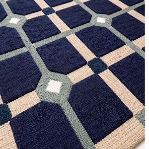 Loop Cut Pile Geometric Area Rug Blue Modern Hand Tufted Carpet Soft Luxury Designer <b>Floor</b> Mat for Livingroom Bedroom Home Decor - Product Image 2
