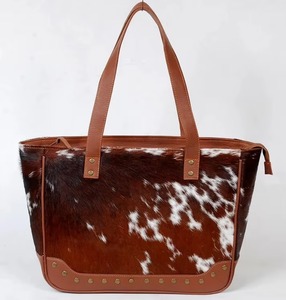Bolso Tote de Cuero Vacuno con Pelo, Estilo Vintage, Portátil, de Hombro, de Cuero Genuino - Product Image 5