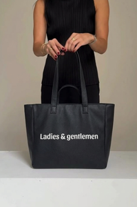 Beena's Black Letter Tote <b>Bag</b> with Back Zipper and Shoulder Handle 43x29x13cm for Ladies & Gentlemen Shopping - Product Image 2