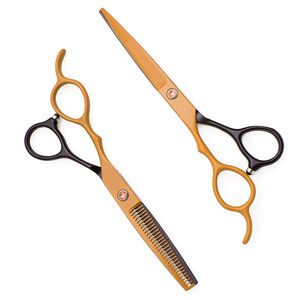 Ciseaux de barbier de qualité supérieure pour droitiers, en acier inoxydable, légers, pour la coupe de cheveux, avec manche moyen, logo personnalisé - Product Image 1