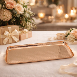Nouveauté : Plateau de service en cuivre martelé |   Plateau élégant pour l'accueil à domicile et les cadeaux, décoration de table à manger au meilleur prix abordable - Product Image 3