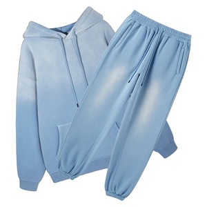 Survêtement de haute qualité 100% coton molletonné délavé à l'acide, respirant, coupe ajustée, pour homme - Product Image 2