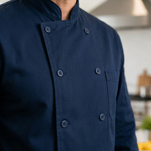 Uniforme de Chef al por Mayor, Corte Regular, Manga Larga, Tejido Transpirable, Cierre de Botones, Chaqueta de Cocina de Poliéster y Algodón para Restaurante - Product Image 4