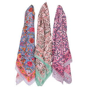 Craftjaipur Adult Multifunction Outdoor Summer Large Square Unisex Handmade Eco-friendly Cotton Block Printed <b>Bandana</b> 100X100cm - Product Image 1