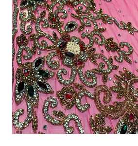 ผ้าลูกไม้ปักเลื่อมประดับคริสตัลวิบวับ งานปักมืออย่างประณีต สำหรับงานตัดเย็บเสื้อผ้าชั้นสูง ชุดเจ้าสาว และงาน DIY ขายส่ง - Product Image 1