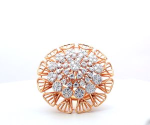 Wholesale 14k Rose Gold Floral Cocktail <b>Ring</b> IGI Certified Lab Grown Diamond Cluster <b>Set</b> Bold Statement <b>Ring</b> <b>Women</b> Jewelry - Product Image 1