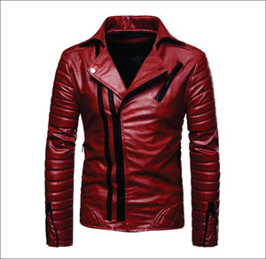 Custom Made Turn Down Collar Winter Wear <b>Men</b> Zipper Leather Jacket Fashionable Breathable Quick Dry Winter Jacket For Adults - Product Image 2