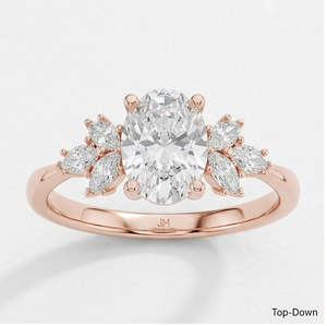 Anillo de Oro Rosa de 14K con Diamante Cultivado en Laboratorio Certificado de 1.0 CT, Corte Oval Excelente, Color D, VVS1, Regalo de Compromiso/Boda para Ella/Él - Product Image 4