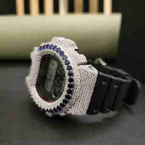 Montre de luxe en acier inoxydable avec diamants en moissanite et caoutchouc, ornée de diamants bleus DOPE JEWELLS - Product Image 4