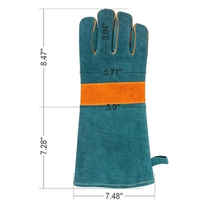 Gants de travail robustes ignifuges en cuir de vachette, résistants à la chaleur, pour barbecue et four, gants de sécurité renforcés - Product Image 6