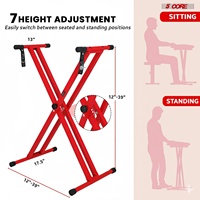 Soporte para Teclado de 5 Niveles, Forma de X Doble, Ajustable, Plegable, Portátil, con Correa de Bloqueo