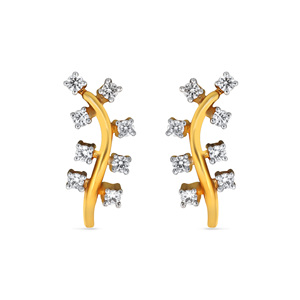 ต่างหูเพชรทองคำ 14K ทรงกลมเจียระไนแบบบริลเลียนท์ ดีไซน์เรียบง่าย เครื่องประดับสำหรับผู้หญิงใส่ได้ทุกวัน - Product Image 1