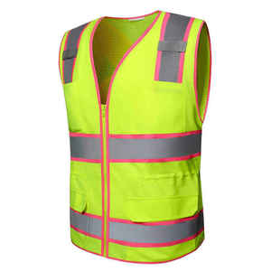Gilet de sécurité respirant à bandes larges, classe 2 ANSI, haute visibilité, réfléchissant, imperméable, multi-poches, en tissu maillé pour - Product Image 1