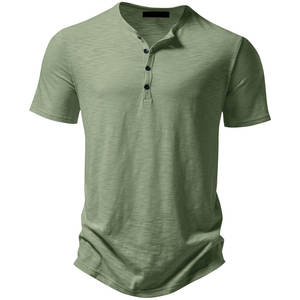 เสื้อยืดเฮนลีย์ผู้ชาย OEM ผ้าฝ้ายพรีเมียม ทรงพอดีตัว ผลิตจากโรงงานโดยตรง MOQ ต่ำ รับประกันคุณภาพ จัดส่งทั่วโลก - Product Image 1