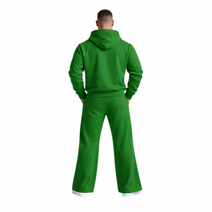Custom Logo Men's <b>Green</b> Hoodie Tracksuit <b>Set</b> Cotton Fleece Sweat Suit Jogger Sportswear <b>Gym</b> Training Casual Two Piece Tracksuit - Product Image 4