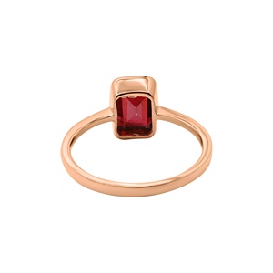 Vente en gros de bagues en argent sterling 925 plaqué or rose avec grenat rouge rectangulaire naturel serti, bijoux Memoria - Product Image 3