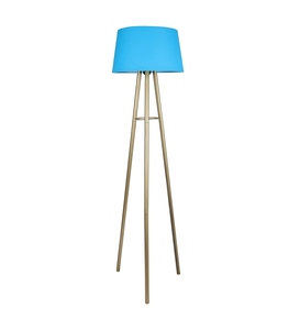 Lampadaire en coton turquoise, base métallique, vente en gros, fabricant de lampes sur pied, abat-jour en tissu personnalisé, OEM ODM - Product Image 4