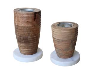 Brûleur d'encens en bois nervuré en gros, encensoir de luxe en bois de manguier avec base en marbre, décoration moderne pour la maison et le bureau - Product Image 3