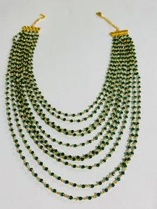 Green Hydro Gemstone 10 Layered Necklace Gold Plated Multi Strand Statement Necklace for Women - Product Image 4