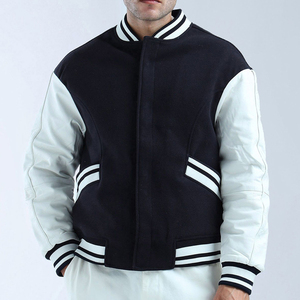 Black And White Color Good Quality With Reasonable Price Customized Logo Print Breathable Men Street Wear Varsity Jacket - Product Image 1