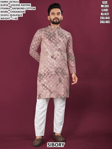 Kurta pour homme Regal Noir, style traditionnel, longueur au sol, coupe classique, séchage rapide - Product Image 3