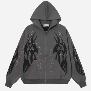 Sudadera con Capucha de Algodón 100% de Alta Calidad, Estampado Personalizado, con Pedrería, Corte Regular, Hombros Caídos, Estilo Moderno, Venta al Por Mayor - Product Image 2