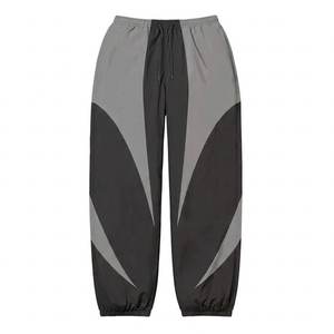 High Demand Custom Logo Black With Panels Men's Nylon <b>Wind</b> <b>Breaker</b> Pants Sets For Summer Breathable Vintage Streetwear Jackets - Product Image 4