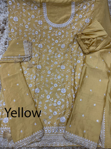 Salwar Kameez de Seda Rosa Bordado para Mujer, Vestido Tradicional Indio Pakistaní para Boda, Largo hasta el Suelo, Corte Regular 66841 - Product Image 4