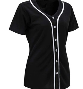 Maillot de baseball pour femmes et adolescentes, coupe ample, boutonné, manches courtes, logo uni sur le devant, polyester/coton, séchage rapide, antibactérien - Product Image 6